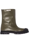 MARNI GREEN LEATHER GUMBOOTS