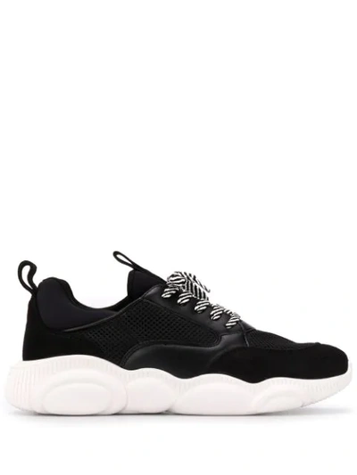 Moschino Logo-tongue Low-top Trainers In Black