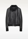 GUCCI LEATHER JACKETS BLACK LEATHER AND MIX MEDIA WOMEN'S JACKET