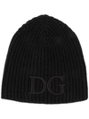 DOLCE & GABBANA LOGO-EMBROIDERED RIBBED BEANIE
