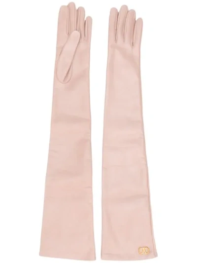 Valentino Garavani Vlogo Long Gloves In Neutrals