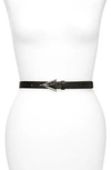 Bottega Veneta Black Leather Belt With Triangular Buckle In Black/ Silver