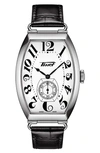 Tissot Heritage Porto Leather Strap Watch, 42.5mm X 31mm In Black/ White/ Silver