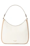 Kate Spade Roulette Large Leather Hobo Bag In Parchment Multi