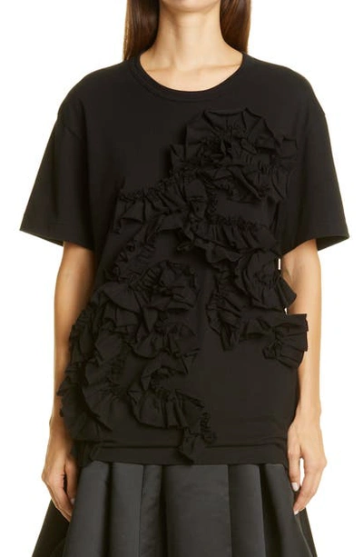 Comme Des Garçons Ruffle Detail T-shirt In Black