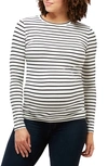 Nom Maternity Liv Jersey Long-sleeve Top In White/black Stripe
