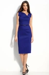 Black Halo Jackie Belted Stretch Gabardine Sheath Dress In White