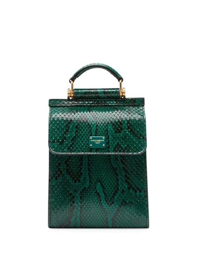 Dolce & Gabbana Python Sicily 58 Phone Bag In Green