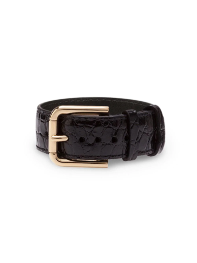 Dolce & Gabbana Iguana-print Leather Bracelet In Black