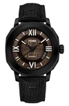 FENDI SELLERIA LEATHER STRAP WATCH, 42MM,F820011111