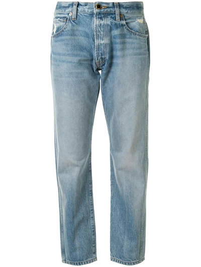 Khaite Kyle Distressed Low-rise Straight-leg Jeans In Blue