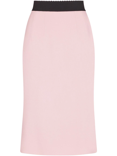Dolce & Gabbana Scallop-edge Waistband Skirt In Pink