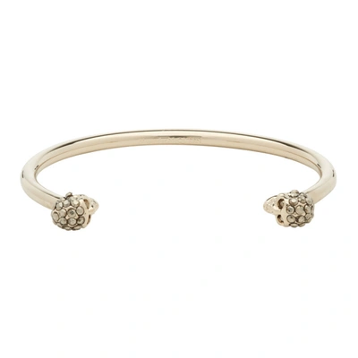 Alexander Mcqueen Thin Skull Cuff In Light Gold