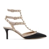 VALENTINO GARAVANI VALENTINO PINK AND BLACK VALENTINO GARAVANI ROCKSTUD CAGE HEELS