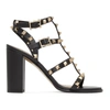 VALENTINO GARAVANI BLACK VALENTINO GARAVANI ROCKSTUD CAGED SANDALS