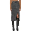 ANDERSSON BELL BLACK DENIM OVER-DYING PENCIL MID-LENGTH SKIRT