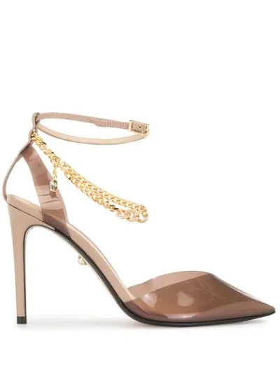Alevì Transparent Chain Link Pumps In Brown