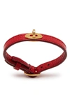 Mulberry Bayswater Leather Bracelet In Coral Orange