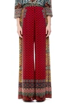 ALICE AND OLIVIA ATHENA PATTERN MIX WIDE LEG PANTS,CC008P08101