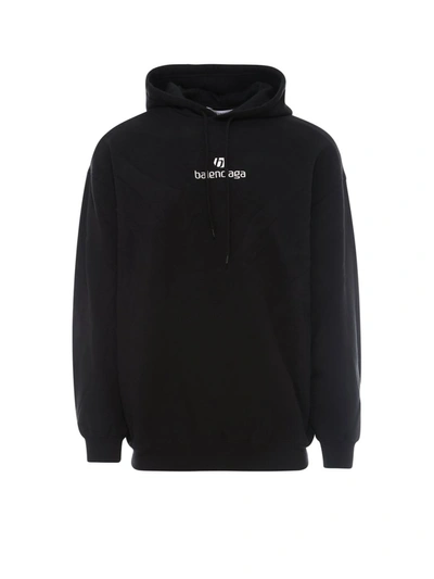 Balenciaga Sponsor Logo Hoodie In Black