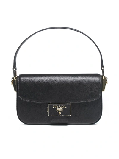 Prada Emblème Logo Shoulder Bag In Black