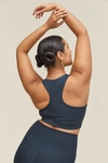 Girlfriend Collective Midnight Paloma Racerback Bra In Blue