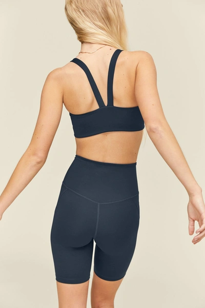 Girlfriend Collective Midnight Lou V-back Bra In Blue