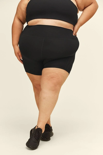 Girlfriend Collective Black High-rise Run Short In Multicolor