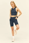 Girlfriend Collective High-rise Stretch-recycled Polyester Shorts In Blue