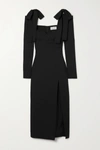 ALEKSANDRE AKHALKATSISHVILI COLD-SHOULDER WOOL-TWILL MIDI DRESS