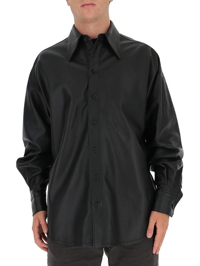 Dolce & Gabbana Satin Leather Shirt In Black