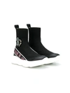 Roberto Cavalli Rhinestone Logo Sock-style Sneakers In Black