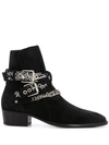 Amiri Multi-buckle Suede Ankle Boots In Black