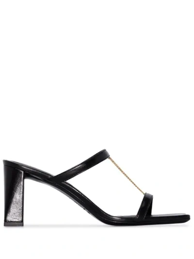 By Far Chloe Chain-detailed Leather Sandals In Black