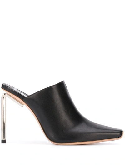 Off-white Metallic-heel 110mm Square-toe Mules In Black