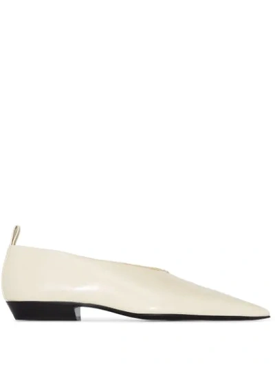 Jil Sander Yellow Pointed Toe Leather Pumps