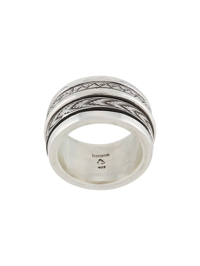 Henson Engraved Spinner Ring In Silver