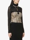 ALEXANDER MCQUEEN SEQUIN AND GEMSTONE-EMBELLISHED CORSET TOP,R01594511