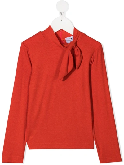 Raspberry Plum Kids' Oma Tie-front Top In Orange