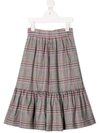 Raspberry Plum Peaches Plaid-check Culottes In Grey