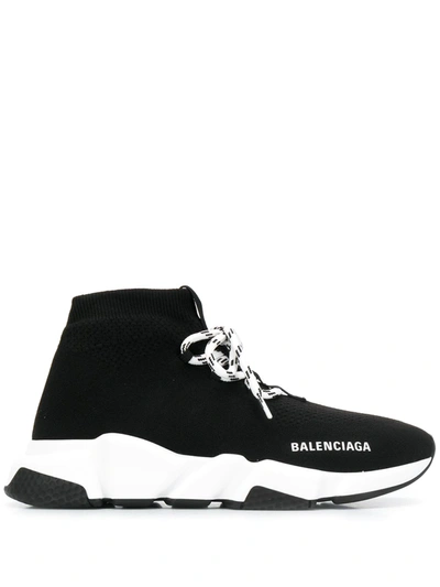 Balenciaga Speed Lace-up Logo Sneakers In Black