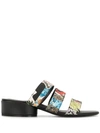 Ferragamo Floral-print Sandals In Black
