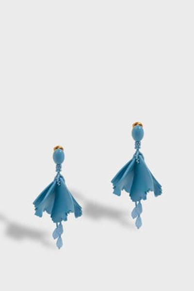 Oscar De La Renta Impatiens Floral Resin Earrings In Blue