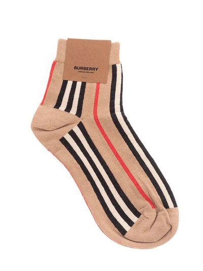 Burberry Striped Socks In Beige