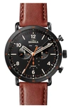 SHINOLA THE CANFIELD SPORT CHRONGRAPH LEATHER STRAP WATCH, 45MM,S0120194491