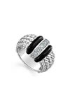 Lagos Sterling Silver Black Caviar Diamond & Ceramic Statement Ring In Black