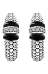 LAGOS BLACK CAVIAR DIAMOND HOOP EARRINGS,01-81922-CB
