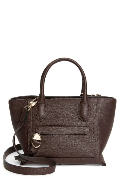 Longchamp Small Mailbox Leather Top Handle Bag In Aubergine