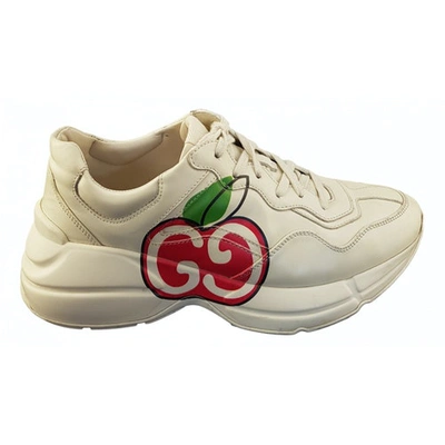 Pre-owned Gucci Rhyton White Leather Trainers