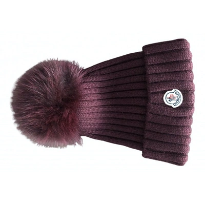 Pre-owned Moncler Burgundy Wool Hat